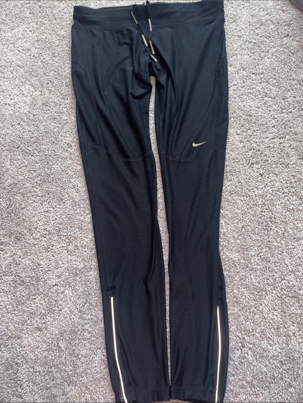 Nike Black Dri-FIT Running Pants with Branded Drawcords